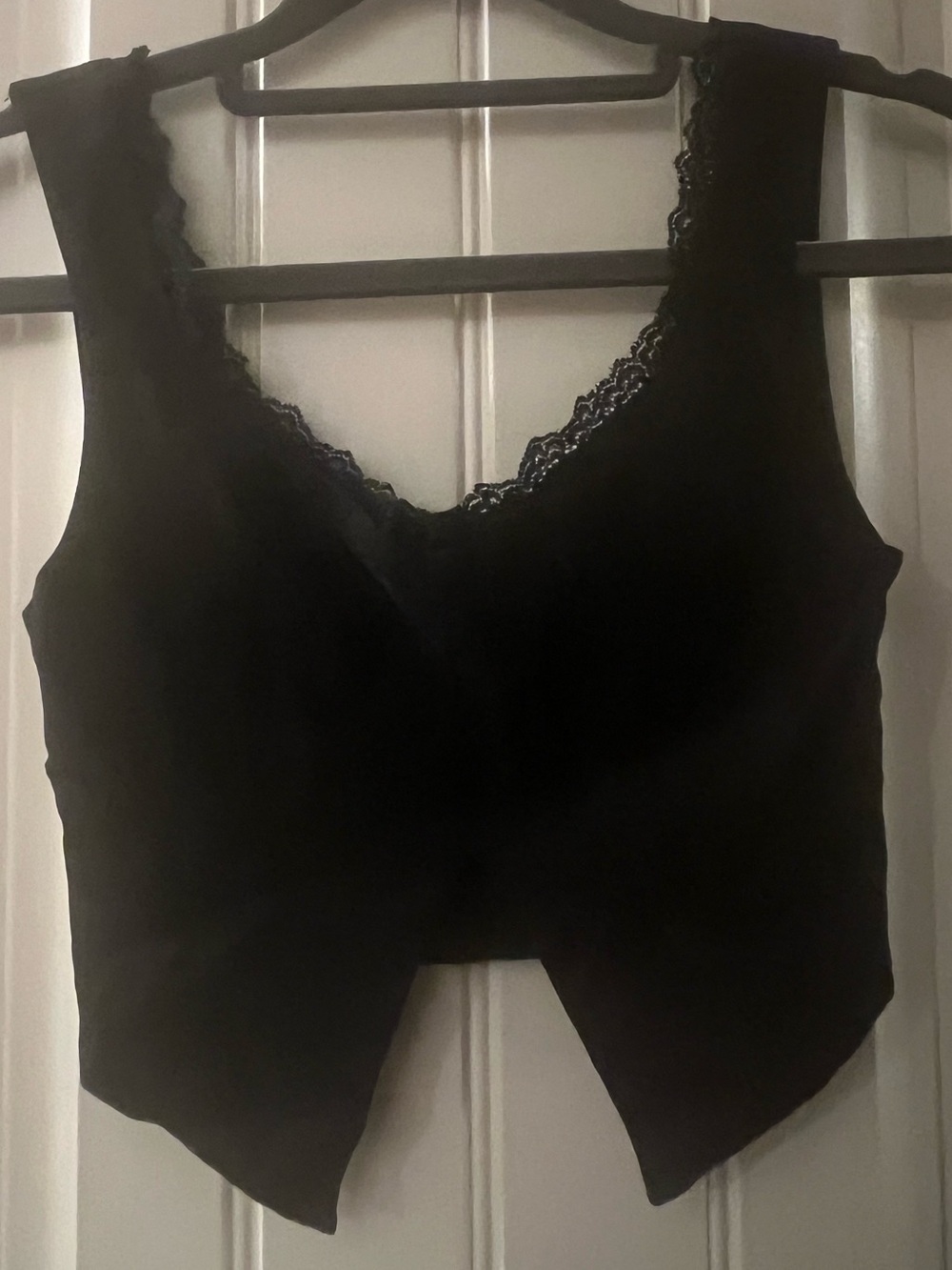 Princess Polly Black Lace-Trim High Cut middle Bandeau Tank, size 2